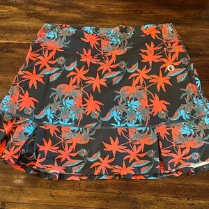 Floral Mini Skirt - Black and Red